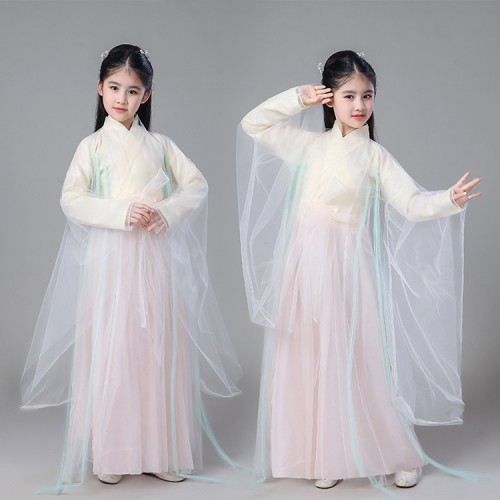 Girls Chinese folk dance costumes hanfu ancient classical traditional dance dresses fairy princess stage performance anime drama cosplay robes